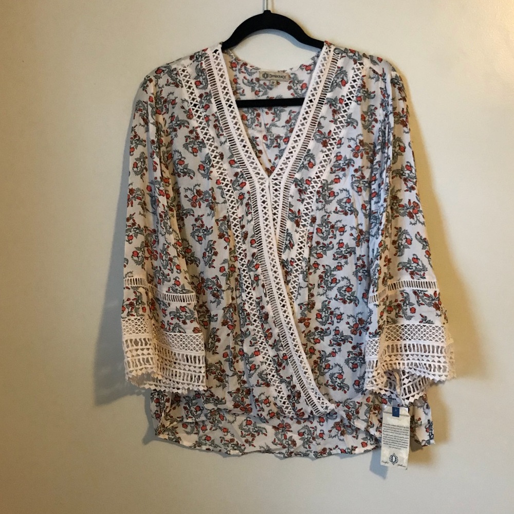 3/4 Sleeve surplus woven Top size M